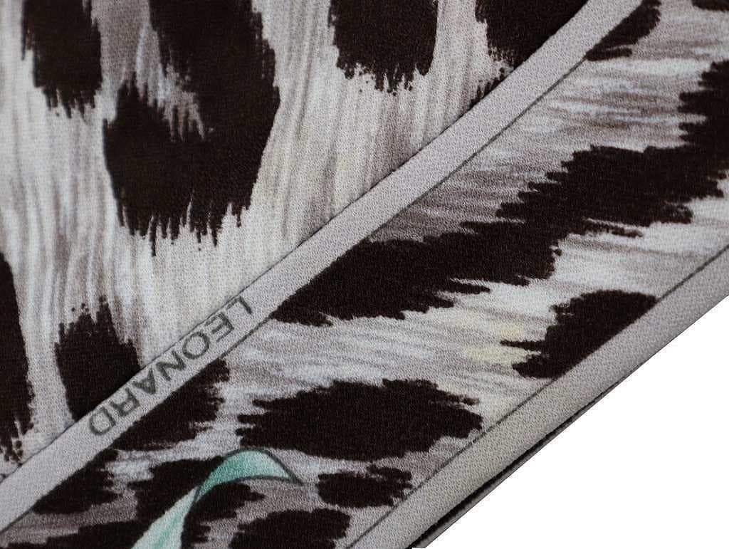 レオナール ハーフボタン 長袖 レオパード ウエストベルト チュニック L