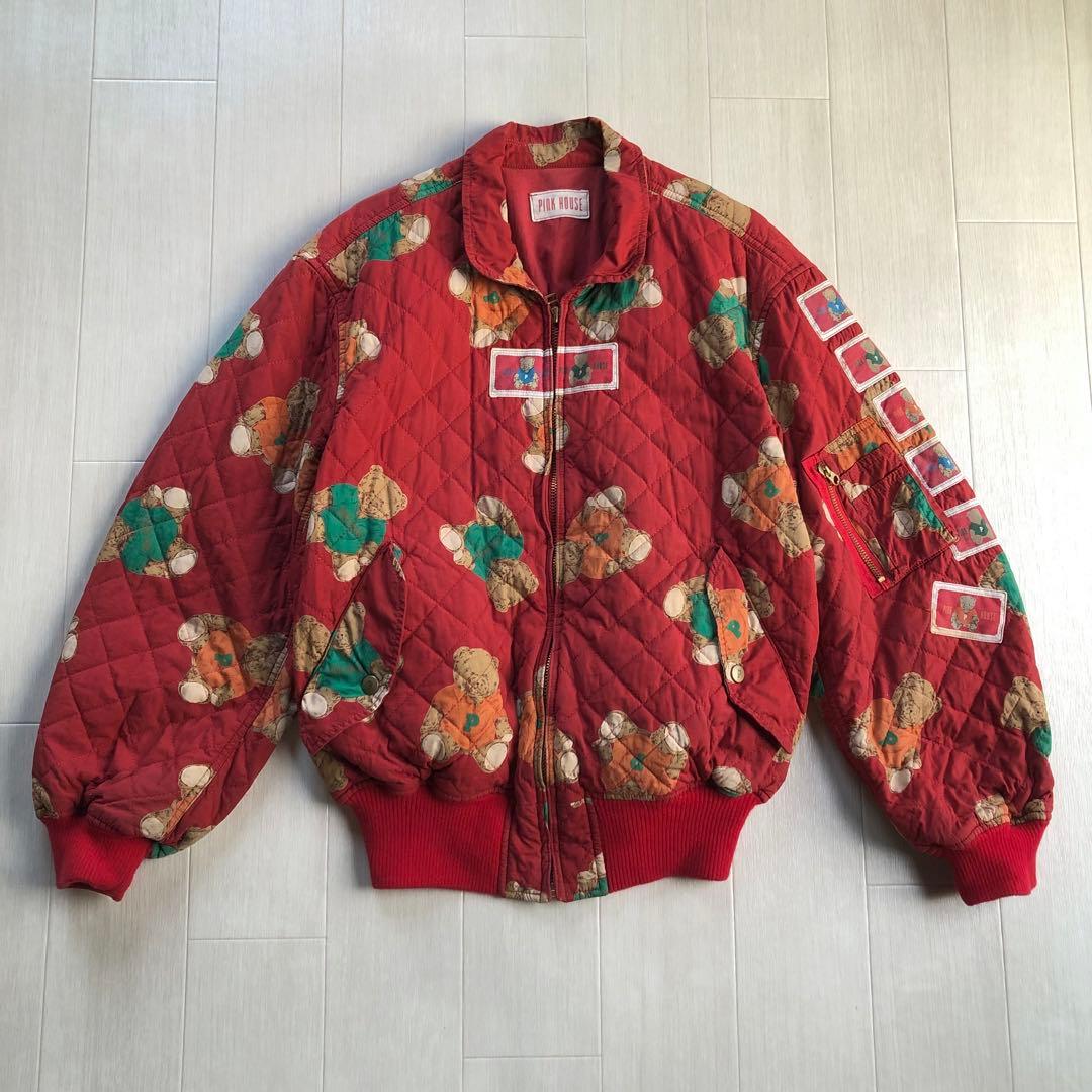ピンクハウス くま 熊 ワッペン キルティング 中綿入り ブルゾン