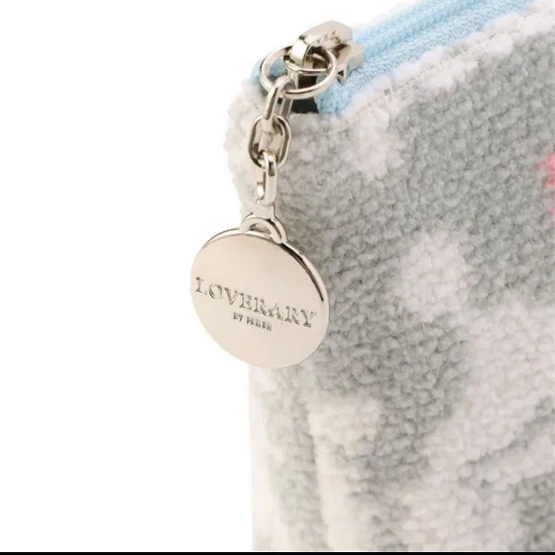 新品 フェイラー ラブラリー モフモフワンチャン ハンカチ 舟形ポーチS グレー