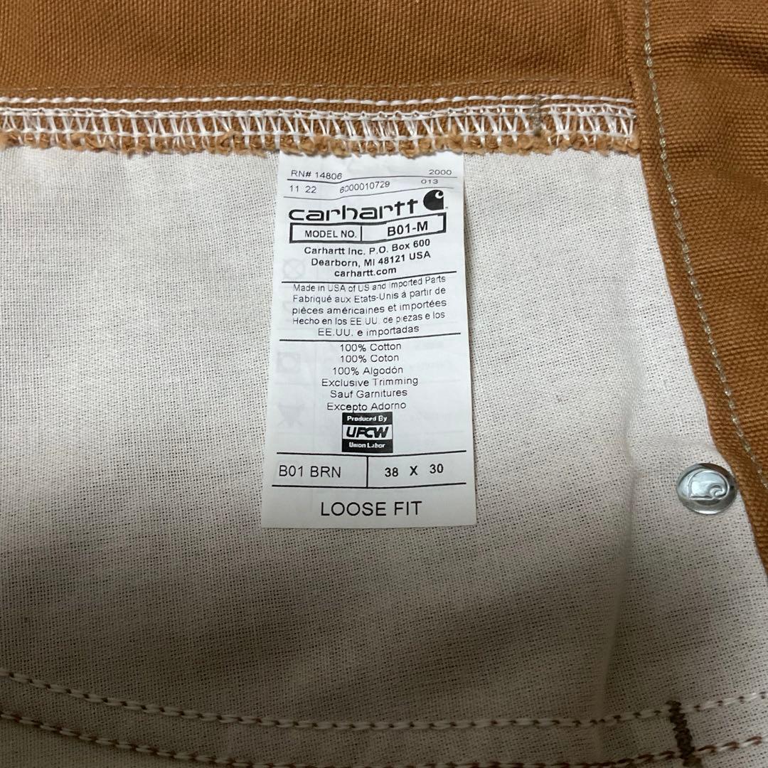 ⭐️米国製 CARHARTTダブルニーB01ブラウンW38 L30