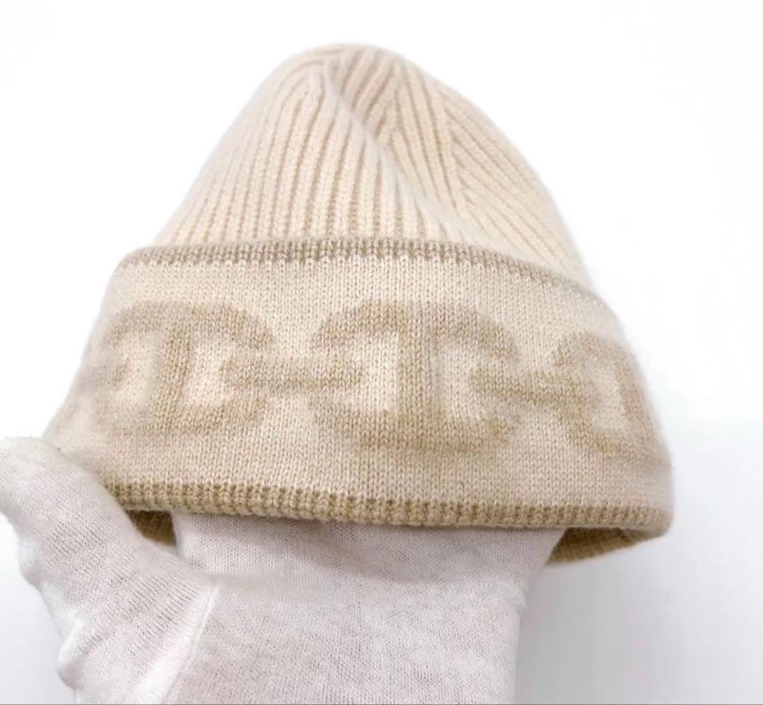 HERMES ヘヴン シェーヌダンクル ニット 帽 カシミヤ ベージュ