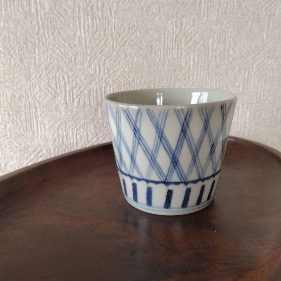 古伊万里染付格子文蕎麦猪口