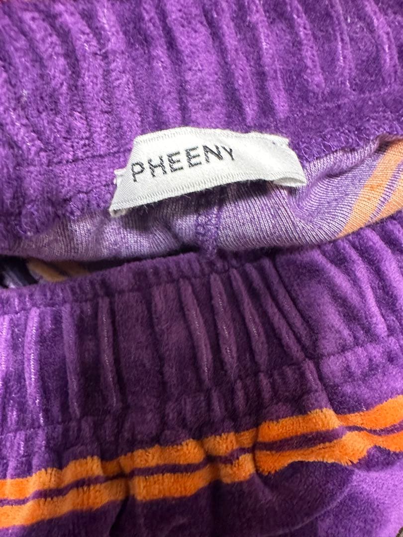 PHEENY ベロアボーダーパンツ