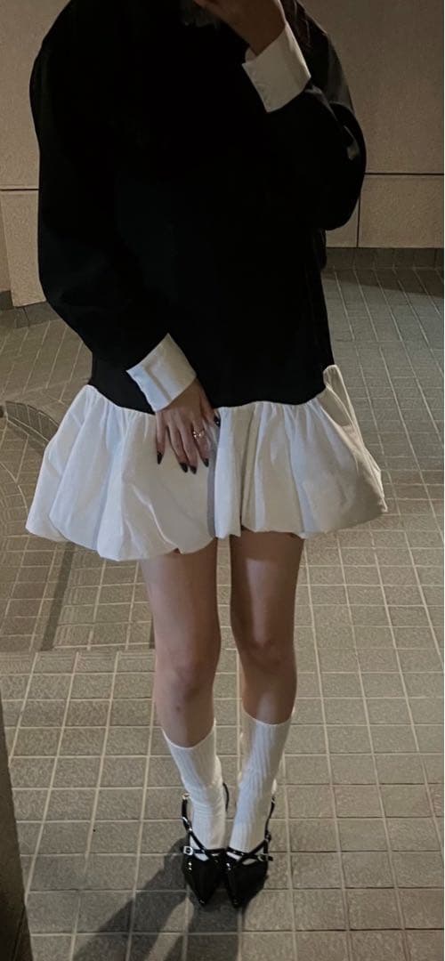 ネイビー/ホワイト シャツドレス THETOE