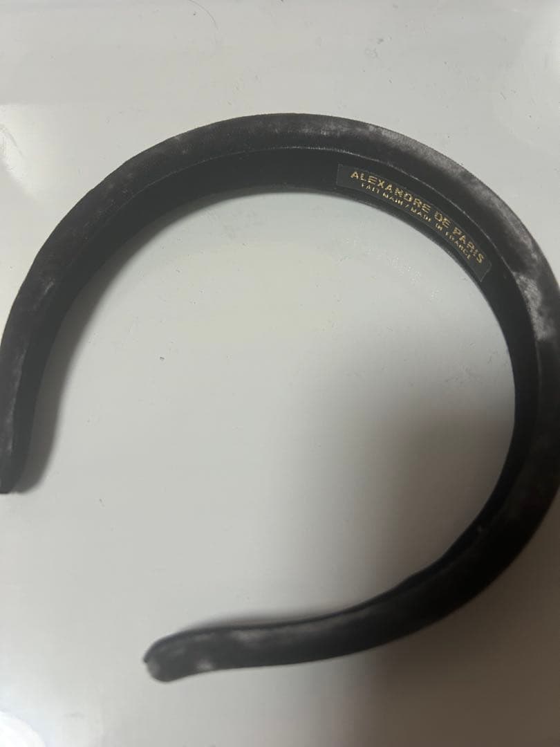 ALEXANDRE DE PARIS ベロアカチューシャ2.5センチ グレー