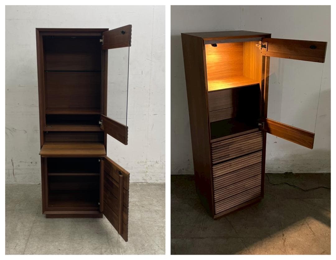 T7470☆展示極美品☆カリモクキャビネット ☆ウォールナット無垢材☆53万