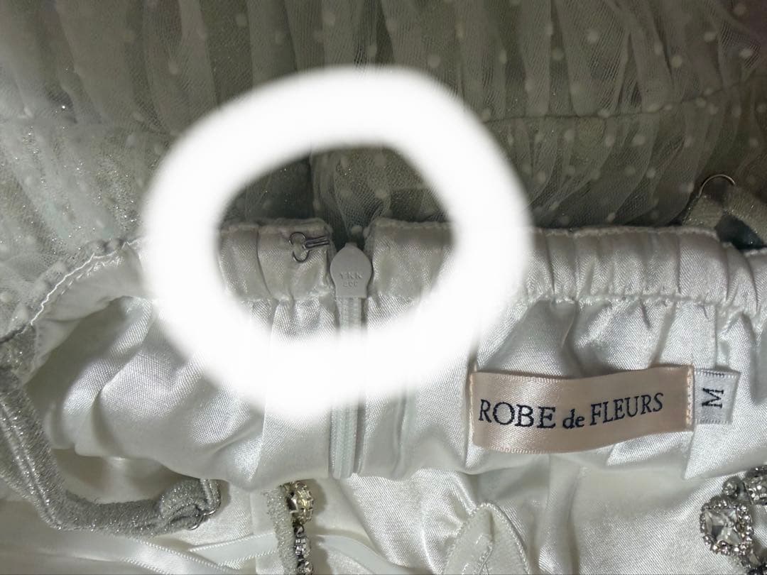 ROBE de FLEURS ドットチュールビジューフレアミニキャバドレス　M