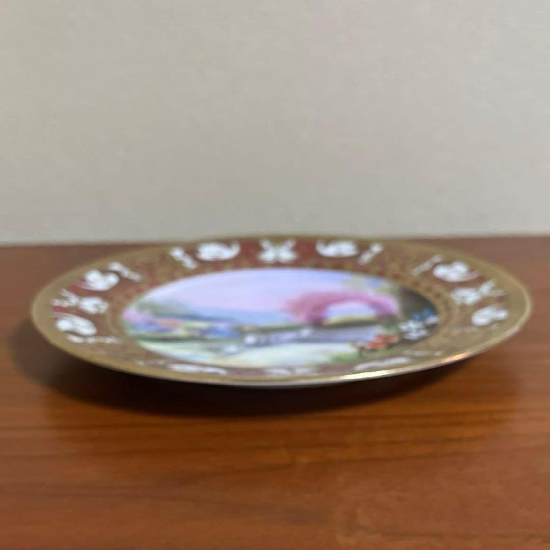 オールドノリタケ マルキ印　金盛り　風景花鳥文皿 里帰り　アンティーク