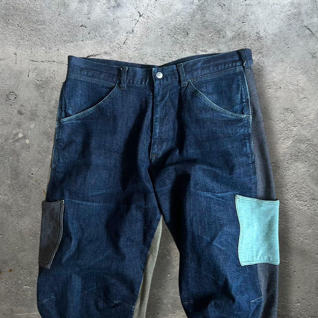 sousou×le coq sportif パッチワーク デニムパンツ