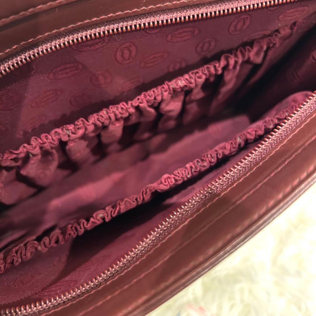 カルティエ Cartier マストライン レザー クラッチバッグ ボルドー