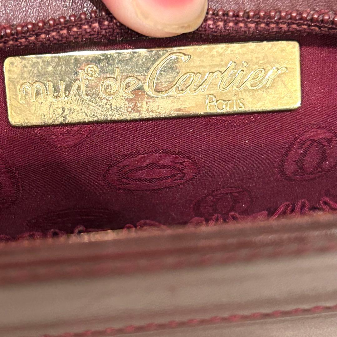 カルティエ Cartier マストライン レザー クラッチバッグ ボルドー
