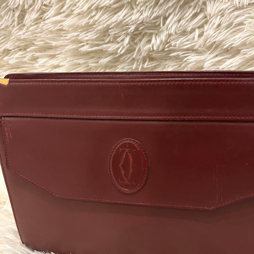 カルティエ Cartier マストライン レザー クラッチバッグ ボルドー