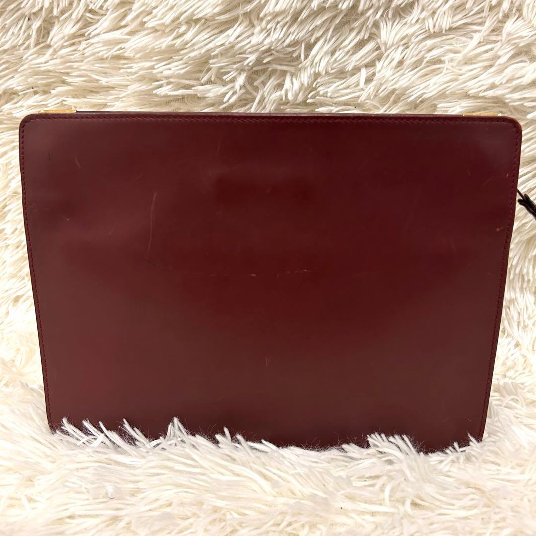 カルティエ Cartier マストライン レザー クラッチバッグ ボルドー