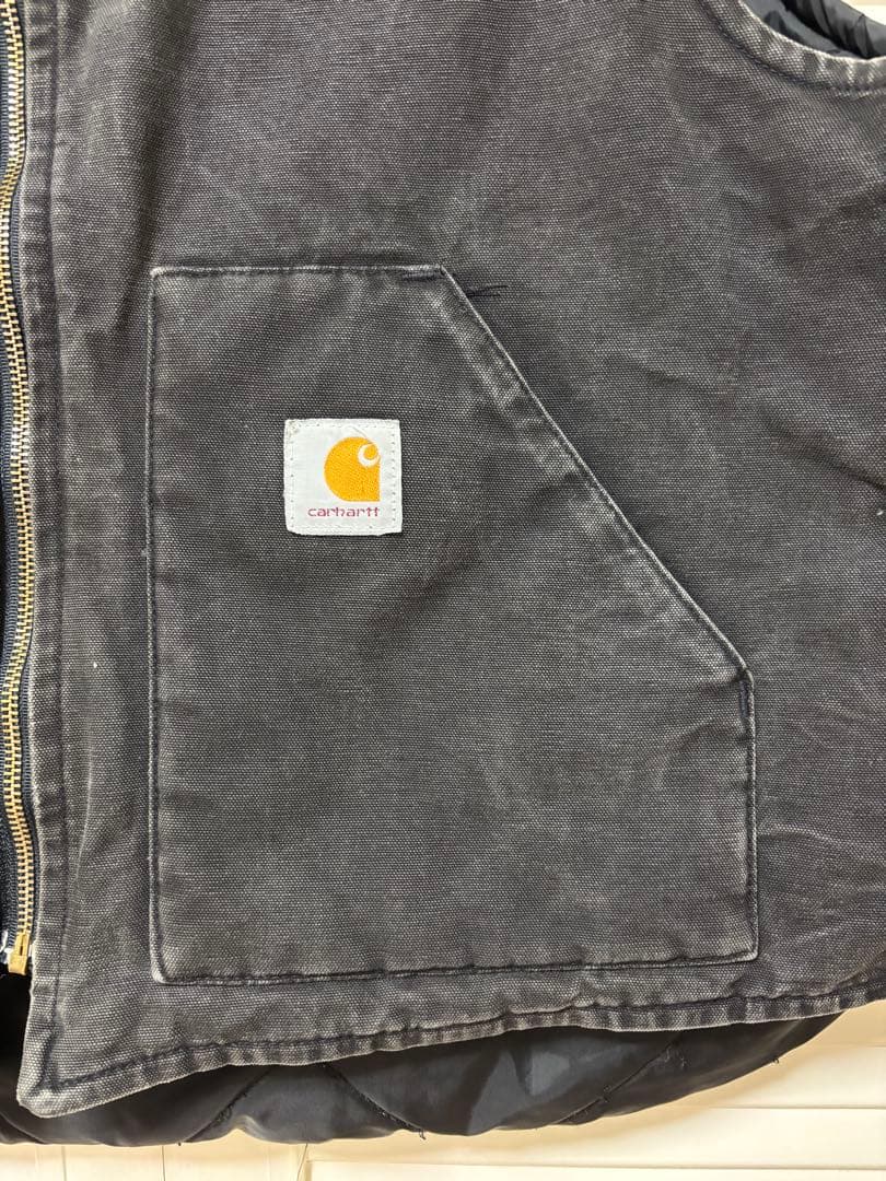 カーハート　carhartt ベスト ブラック　腰ゴム　ダック　フェード