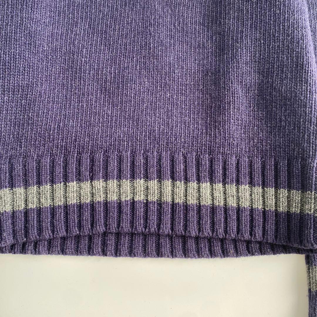 kolor BEACON ネイビー パープル Vネックニット ウール100%