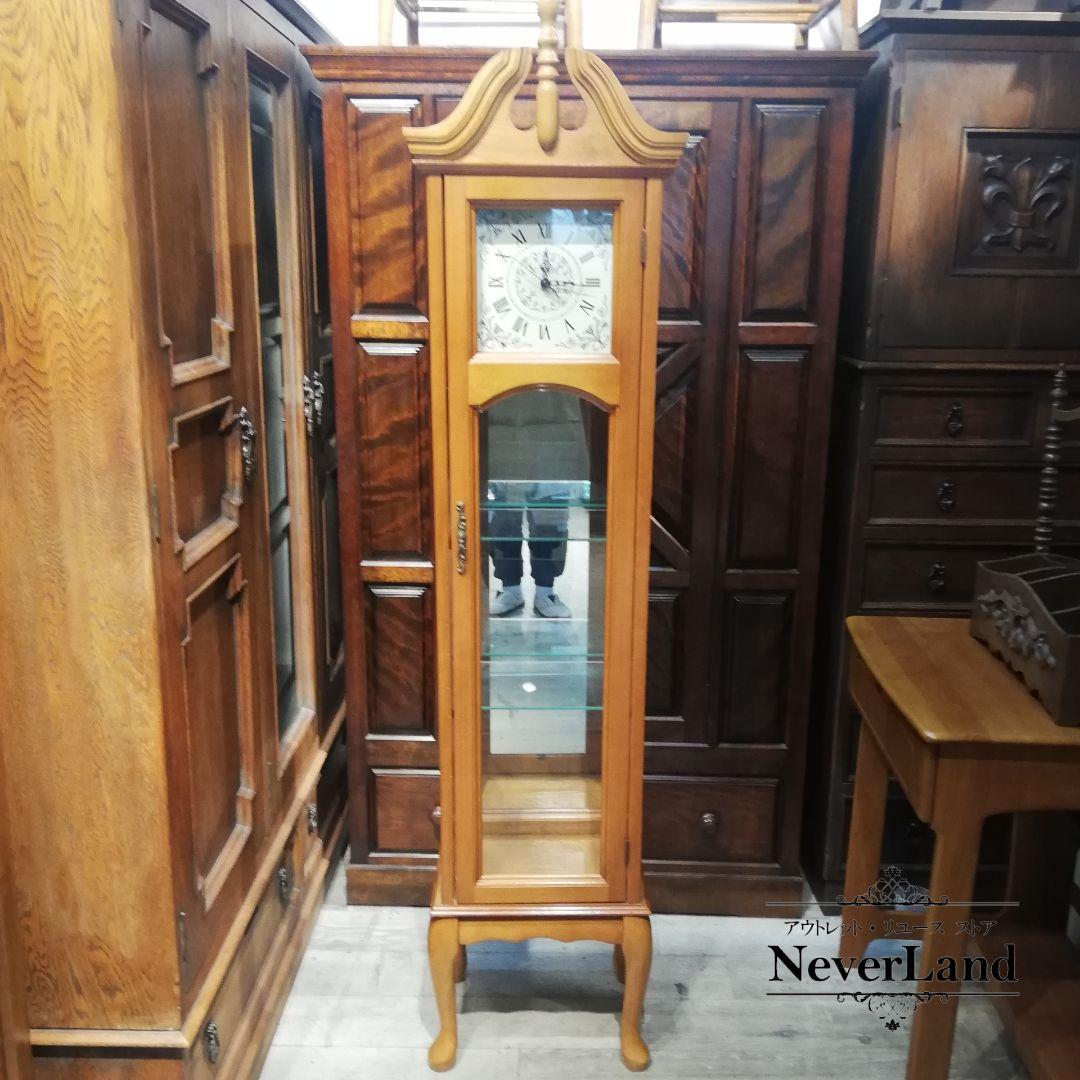 M●225送料込☞ヴィンテージ☜キュリオケース　時計付き飾り棚
