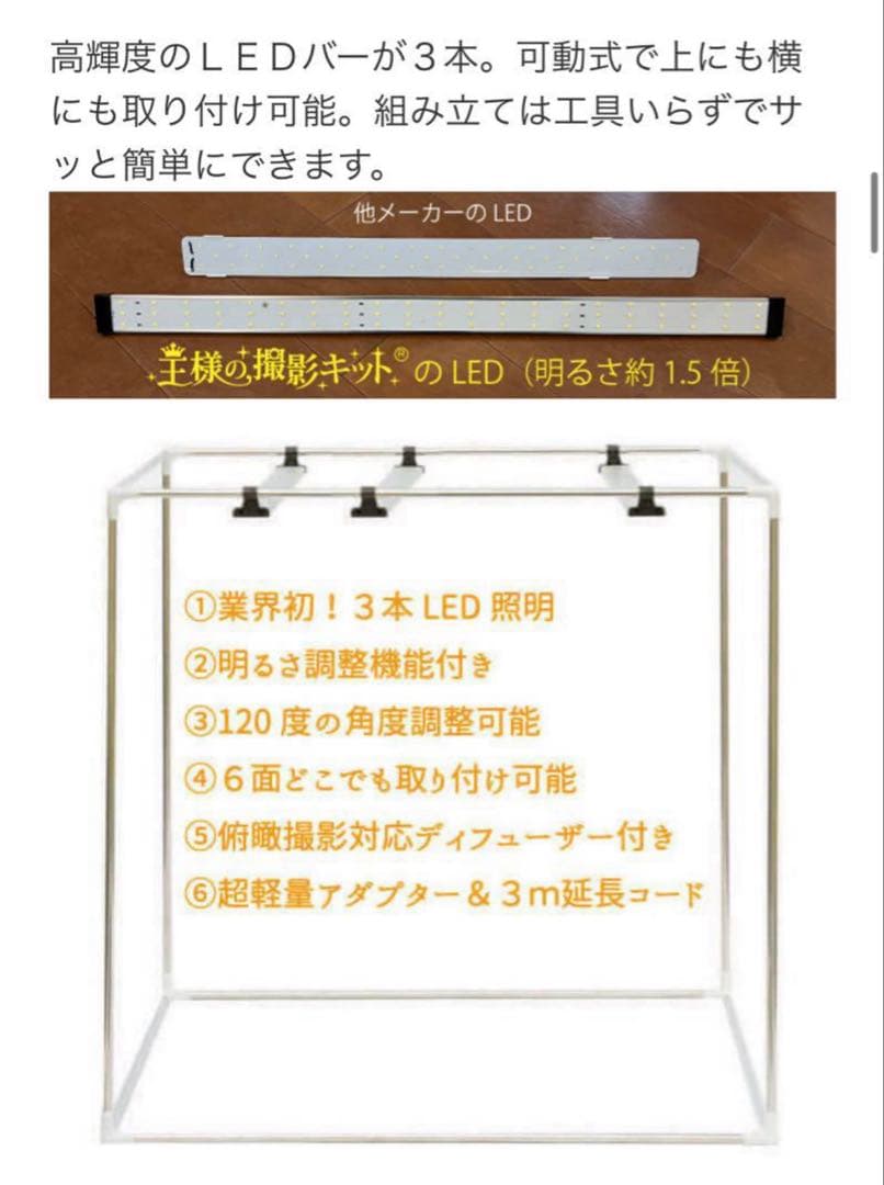 王様の撮影キット　大型LED 物販　撮影ボックス　折りたたみ