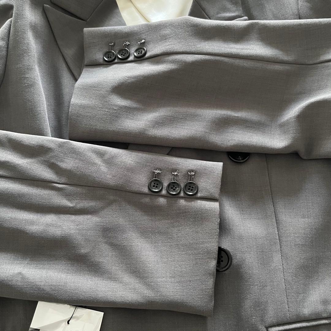 ANDRESD ピークドラペルジャケット　グレー　テーラード　フォーマル　結婚式