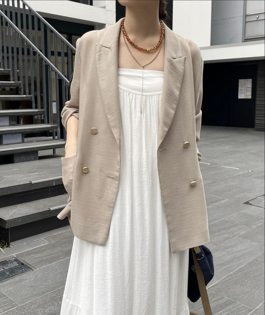 DouDou メッシュダブルジャケット ベージュ