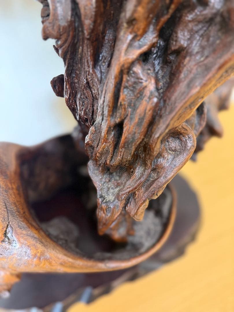 木製抽象彫刻 ダークブラウン