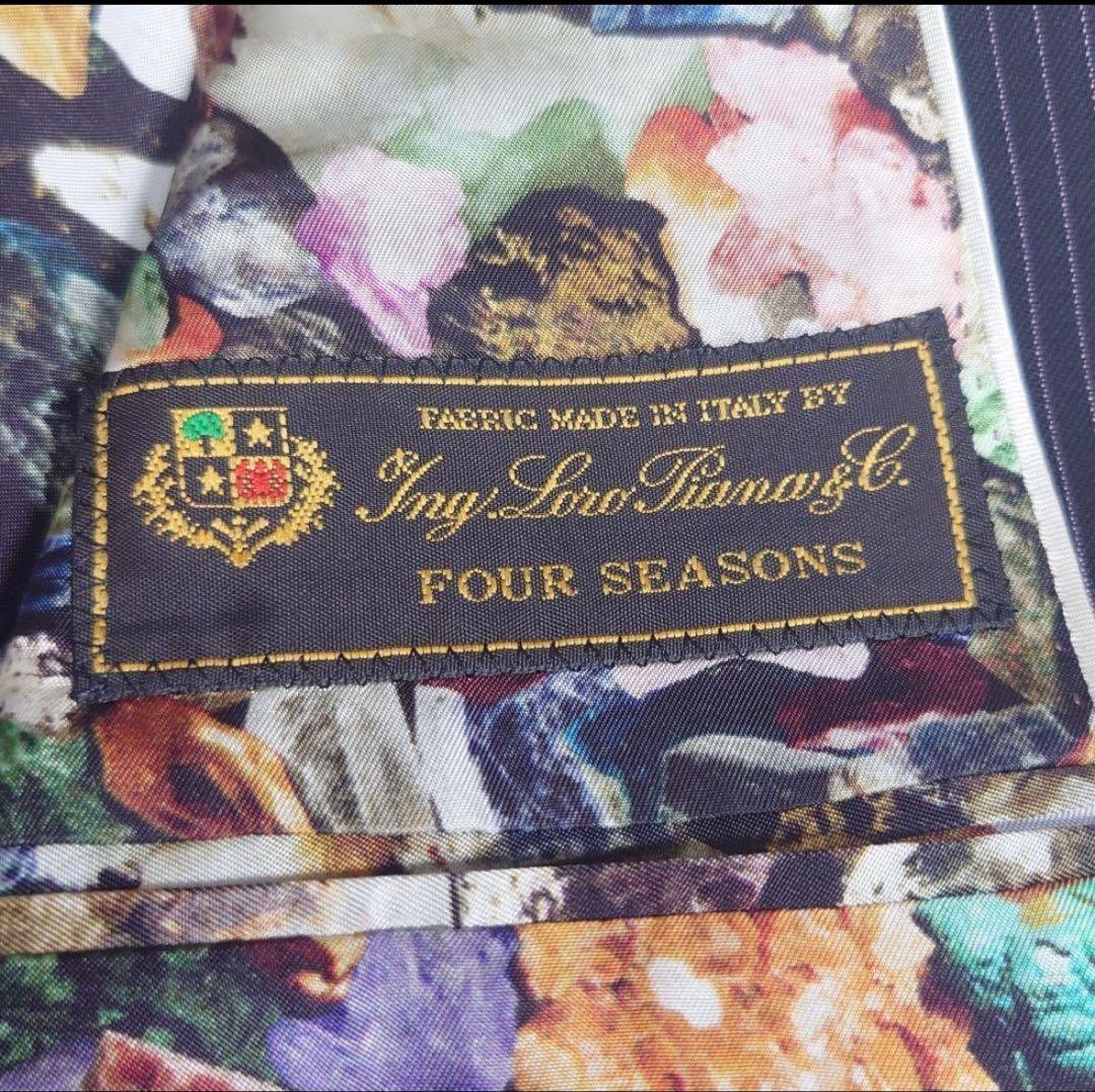 【美品/希少】ポールスミス×ロロピアーナストライプスーツ☆シルク混☆裏地花柄☆M