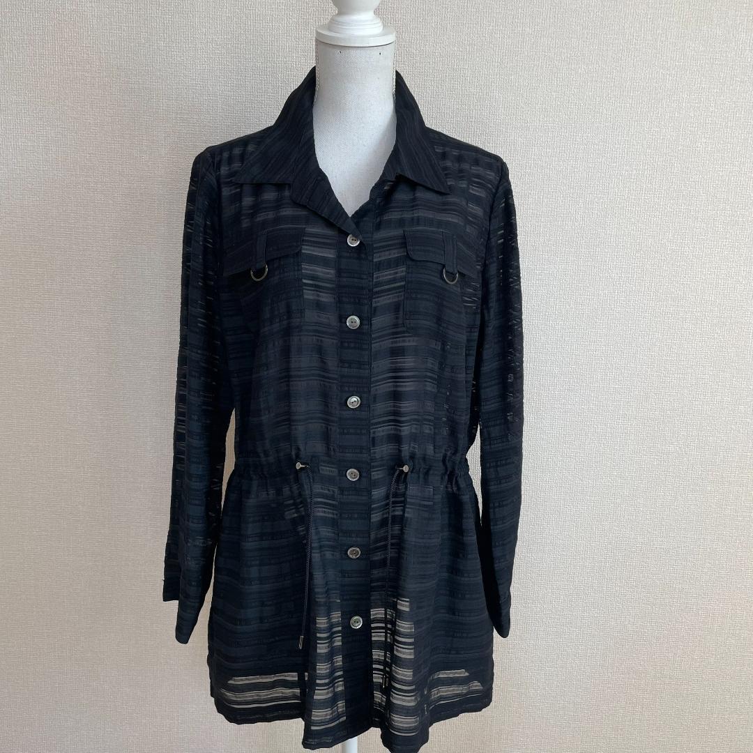 新品 レリアン Leilian 黒 トップス 15+ 大きいサイズ 日本製 春夏