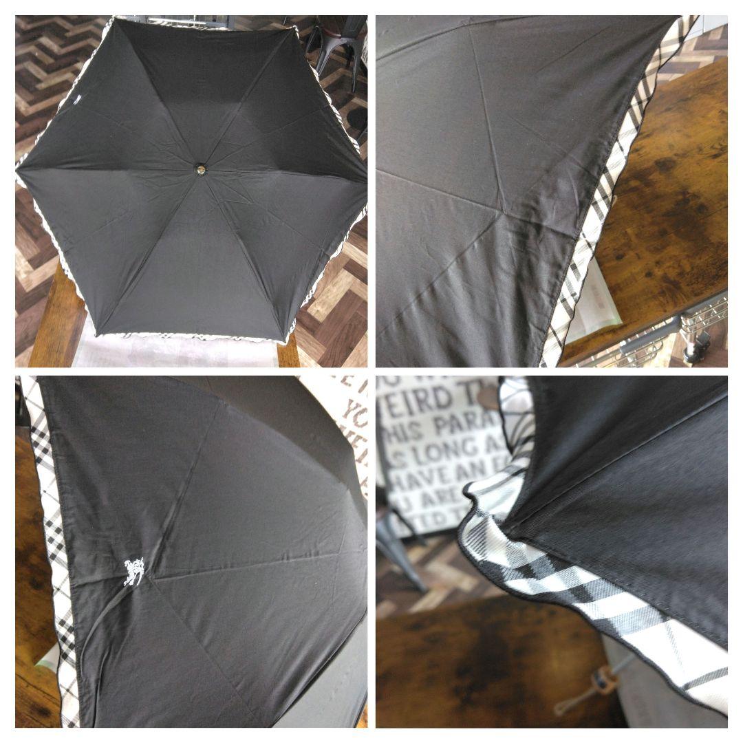 バーバリー　折り畳み日傘②　ブラック　フリル　チェック