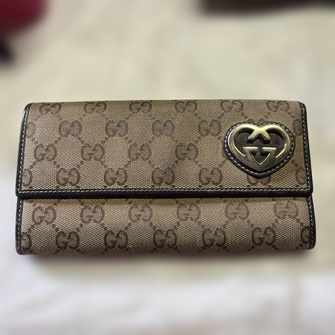 本日限定価格　GUCCI グッチ　二つ折り長財布　GGキャンバス　ラブリーハート