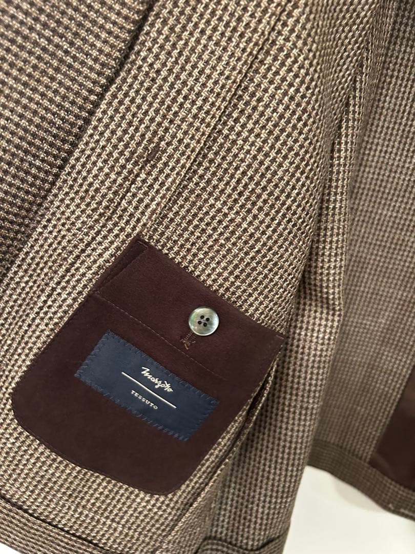 ブラウン チェック柄 テーラードジャケット