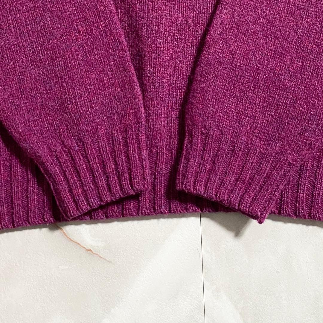 A18402 美品 ハーレーオブスコットランド シェットランドニット 紫42