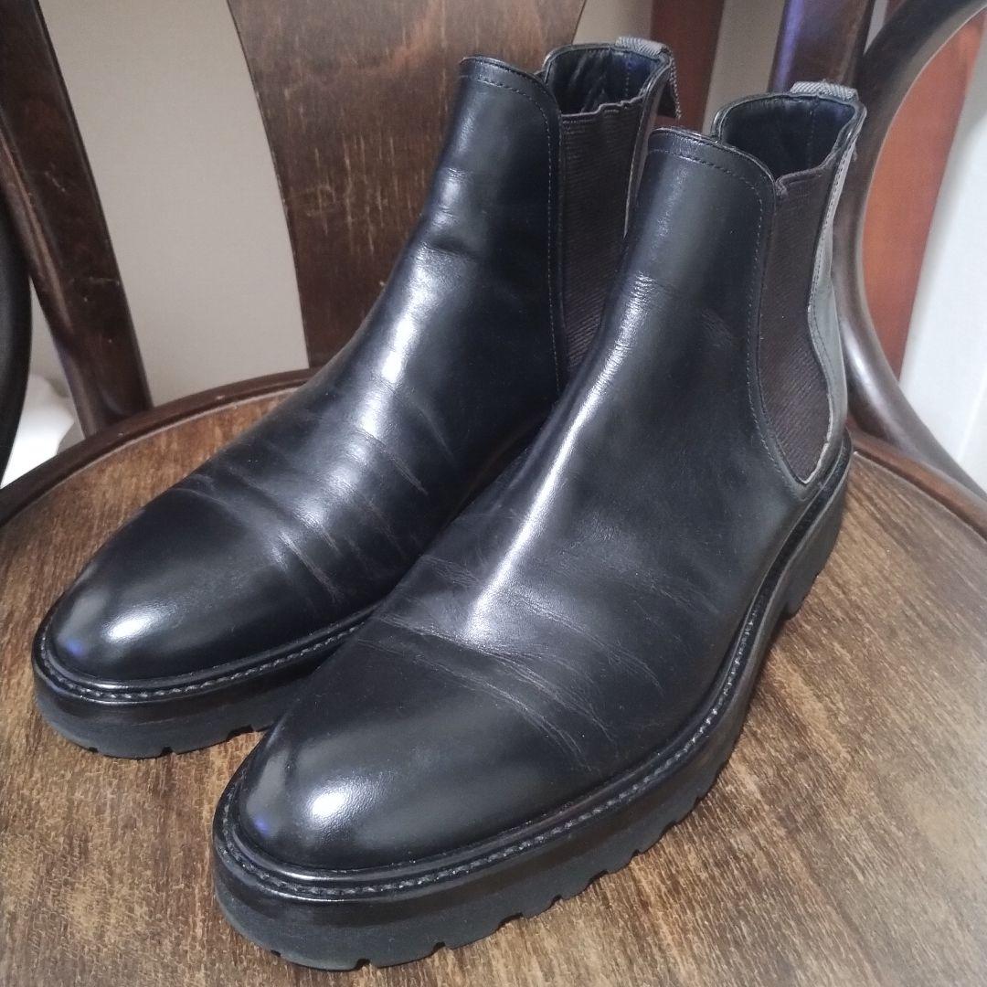 WHダブルエイチ干場さん愛用黒サイドゴアブーツ美品6Vibram菅原靴店Zソール