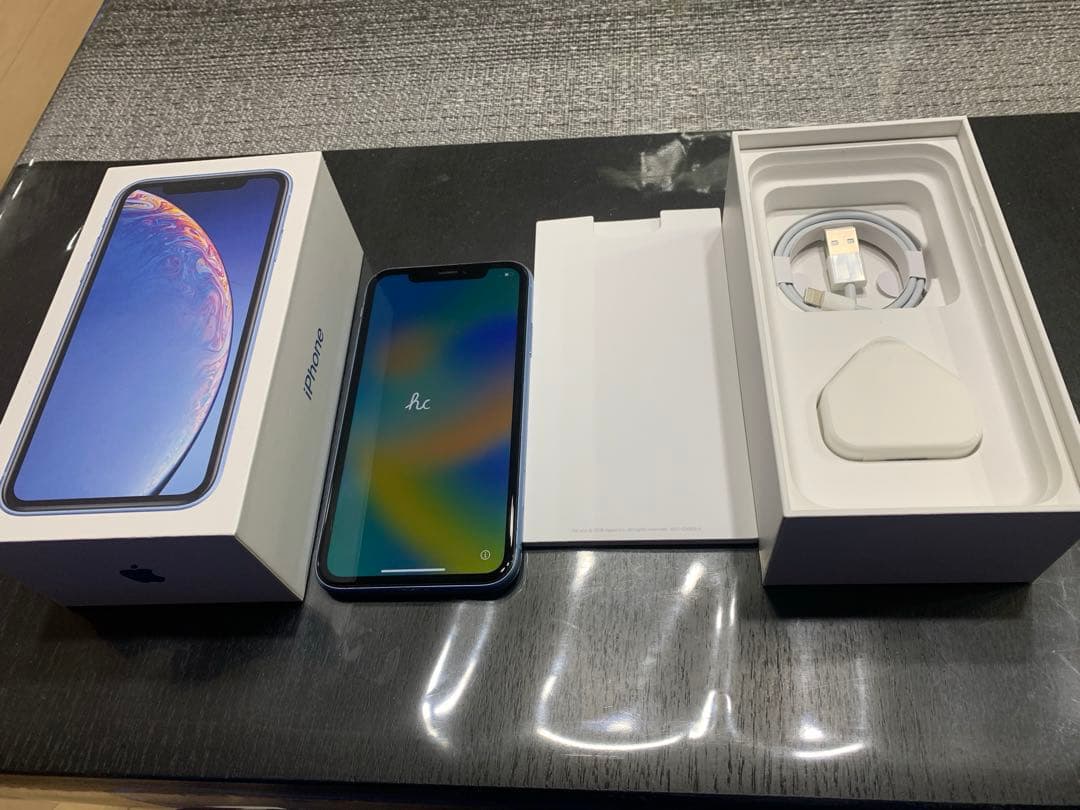 Apple iPhone XR ブルー 本体　香港版A2108 箱　備品付き