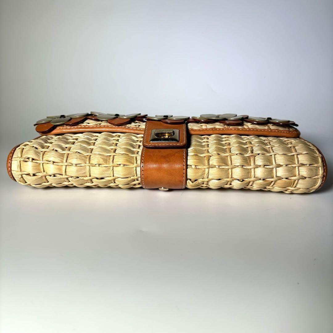 ✨️極美品✨️ケイトスペード クラッチバッグ ストロー かごバッグ 袋付き