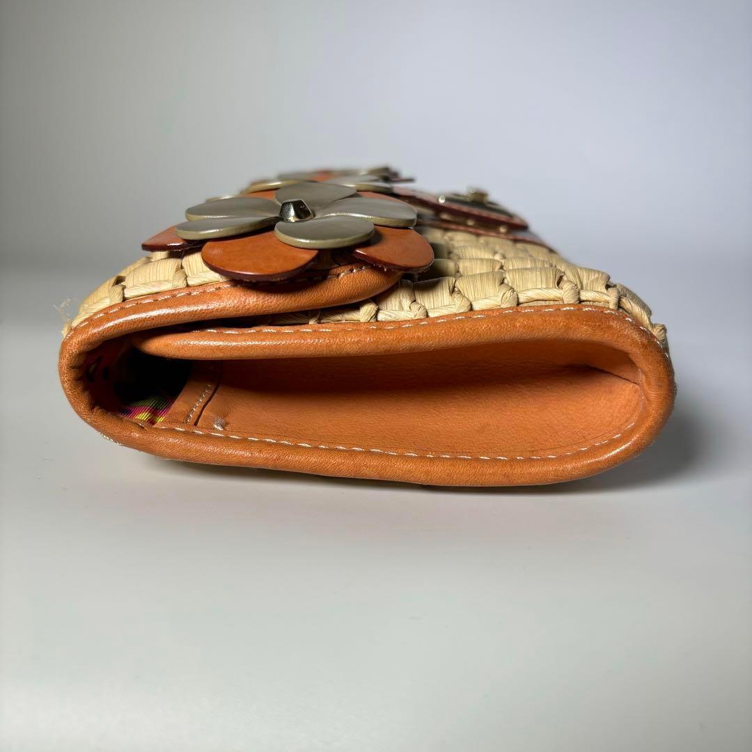 ✨️極美品✨️ケイトスペード クラッチバッグ ストロー かごバッグ 袋付き