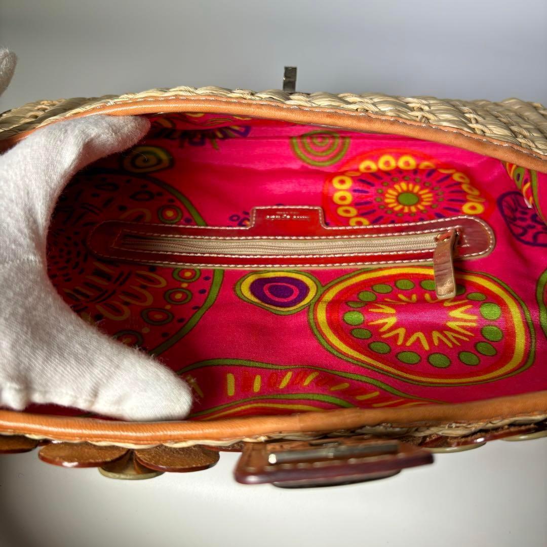 ✨️極美品✨️ケイトスペード クラッチバッグ ストロー かごバッグ 袋付き