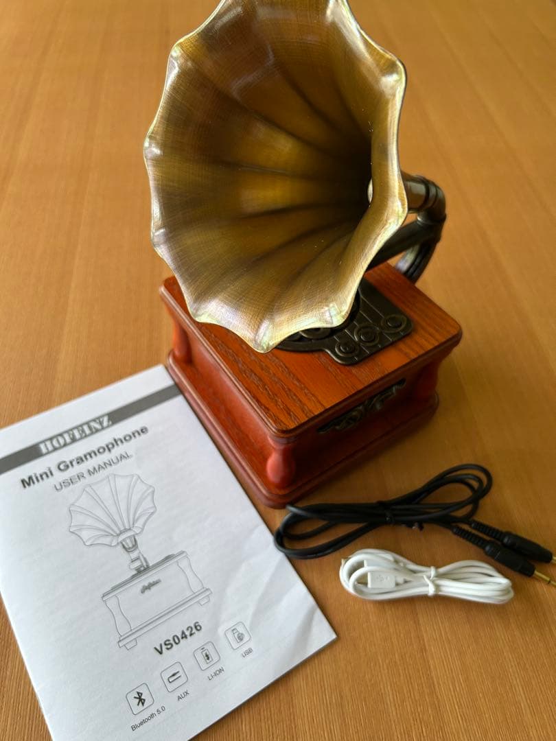 木製レトロ Bluetooth 蓄音機型 ポータブル スピーカー ミニ