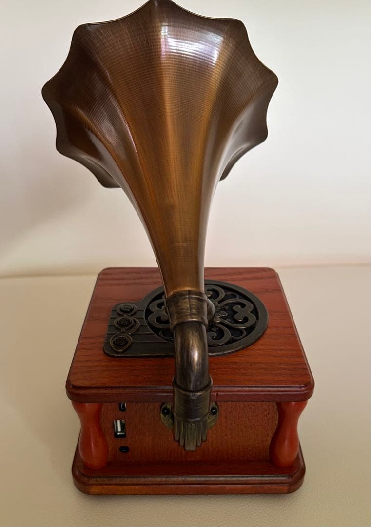 木製レトロ Bluetooth 蓄音機型 ポータブル スピーカー ミニ