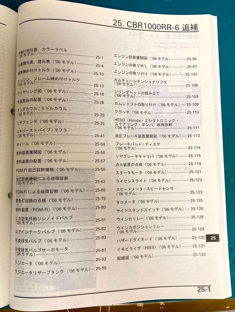 HONDA CBR1000RR BC-SC57サービスマニュアルとパーツカタログ