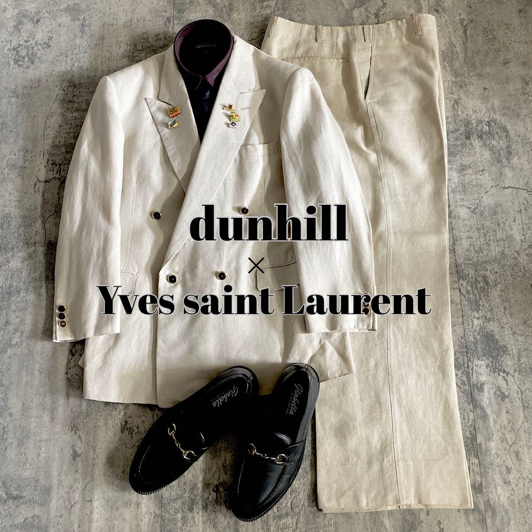 希少 ヴィンテージ dunhill 黒金ボタン ダブルスーツ ホワイトアイボリー