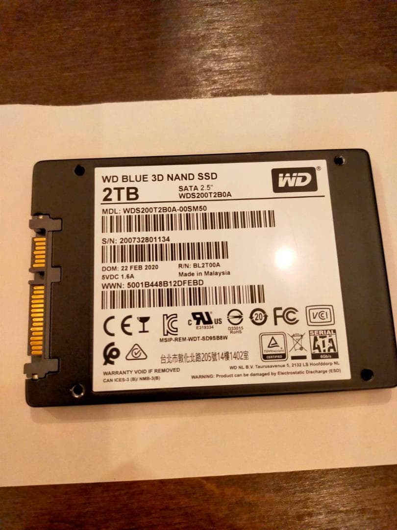 内蔵型SSD WDC WDS200T2B0A-2TB SATA SSD