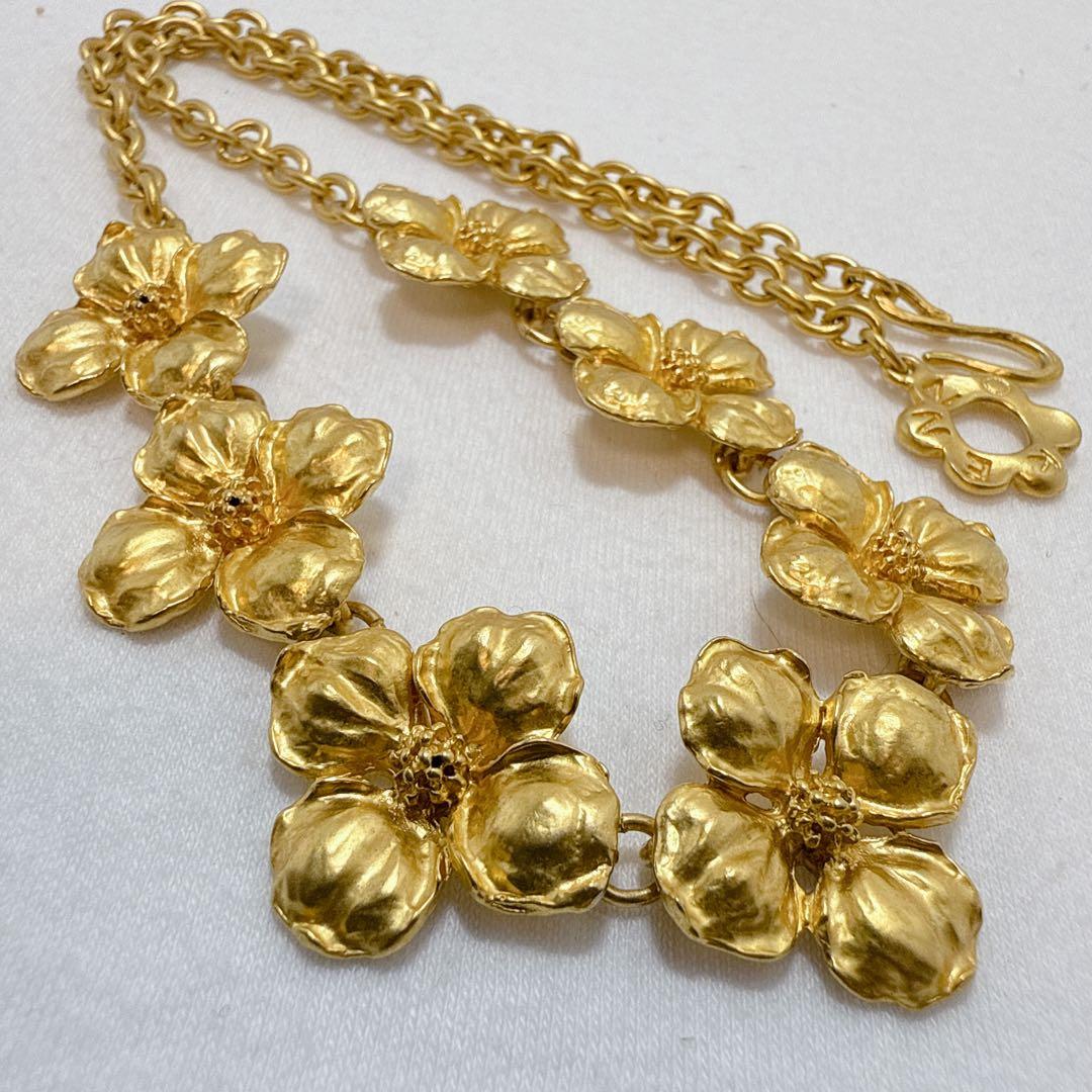 KENZO ケンゾー ゴールドカラー フラワー ネックレス 約46cm