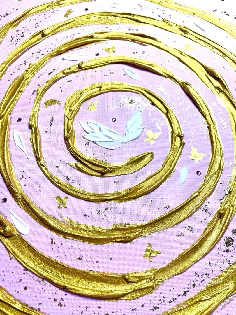 開運絵画　浄化　守護天使　龍神様エネルギー　金箔　神の化身　蝶々