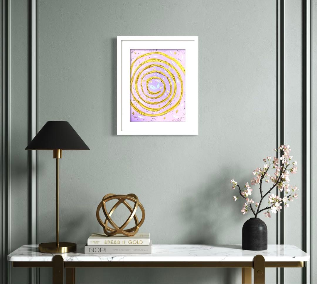 開運絵画　浄化　守護天使　龍神様エネルギー　金箔　神の化身　蝶々