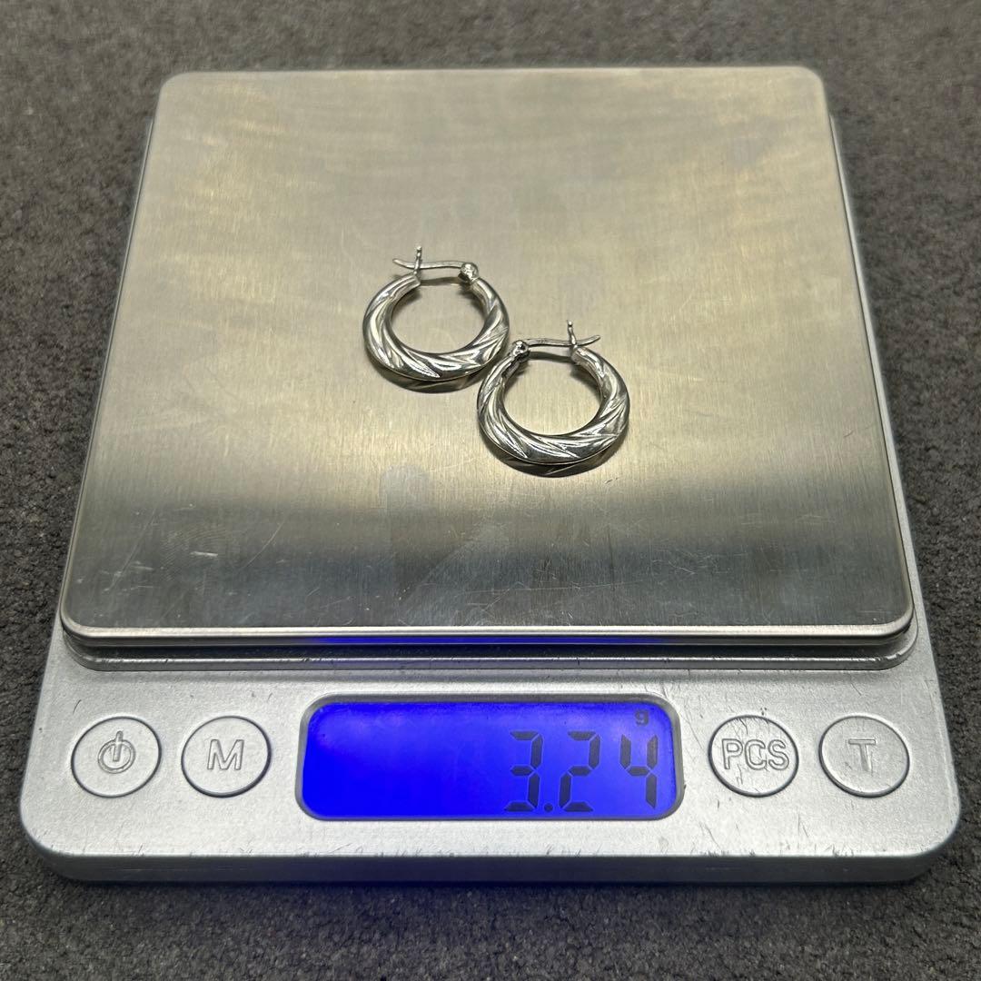 シルバー925 Silver ツイストフープピアス/軽研磨仕上げ/20mm/両耳