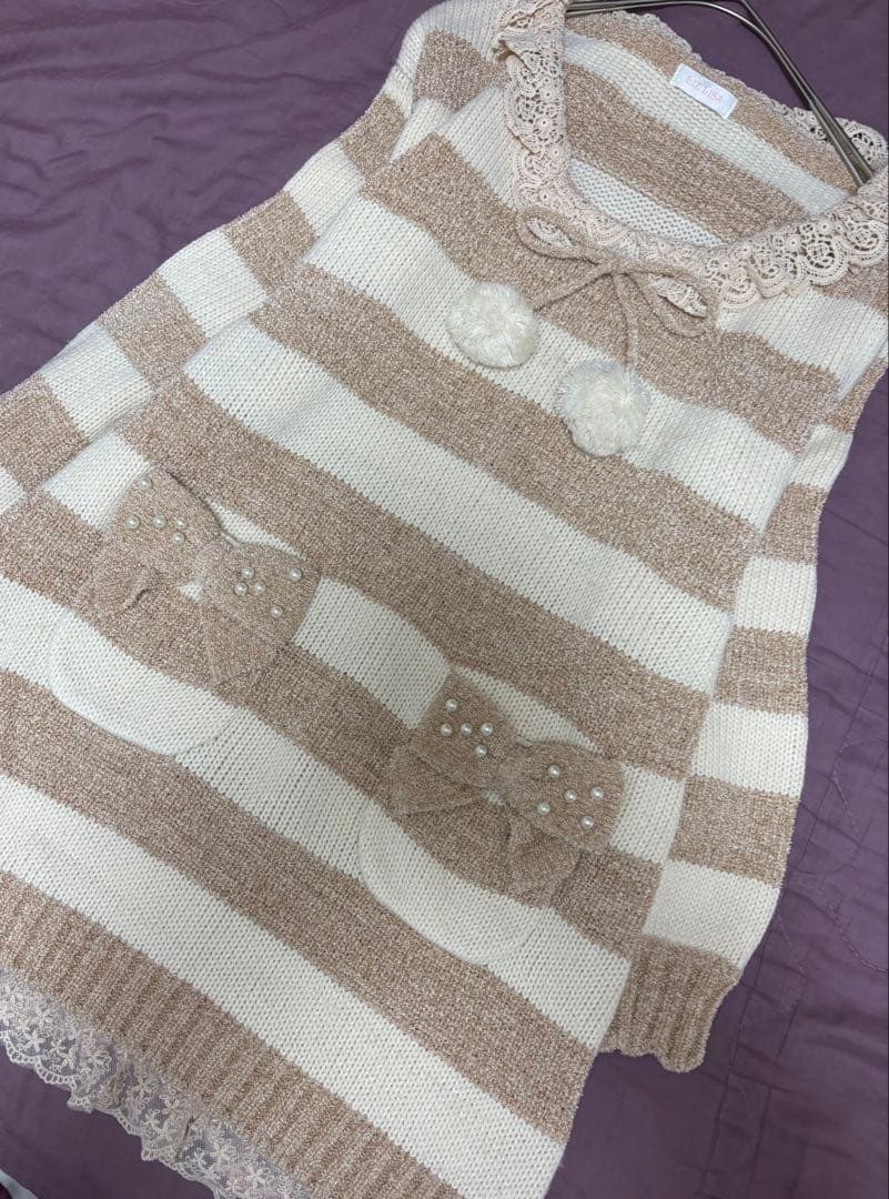 リズリサ★LIZLISA★人気完売品★ポケットパールリボン★ポンポンワンピース￼