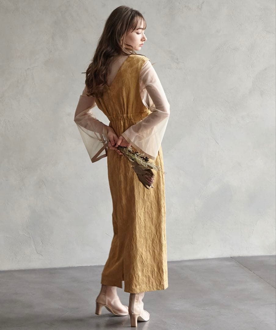 【AIMER】チュールブラウス付きジャカードIラインパーティードレス