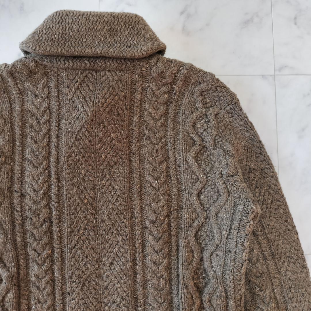 RRL カシミヤ混ウール ショールカラーケーブルハンドニット S アランニット