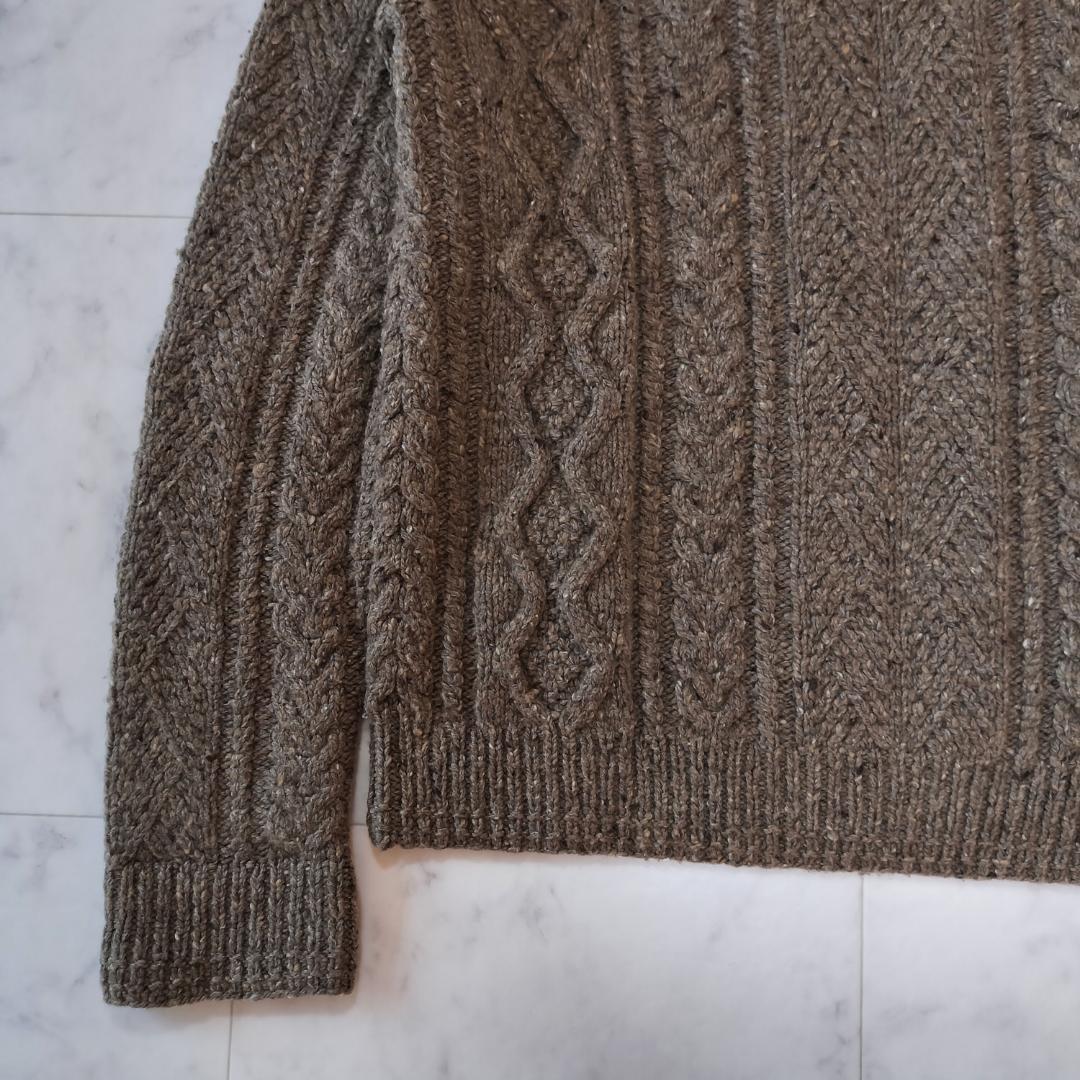 RRL カシミヤ混ウール ショールカラーケーブルハンドニット S アランニット