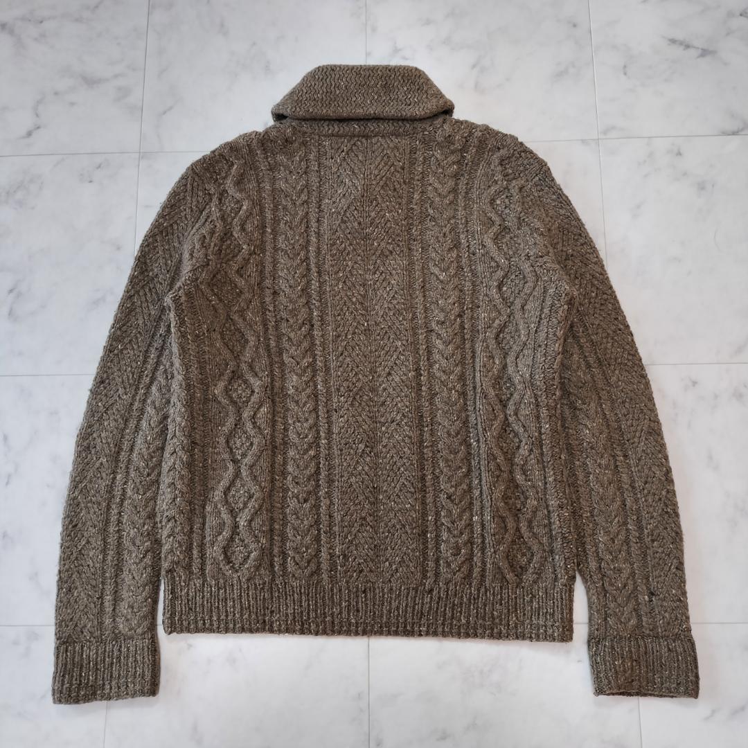 RRL カシミヤ混ウール ショールカラーケーブルハンドニット S アランニット