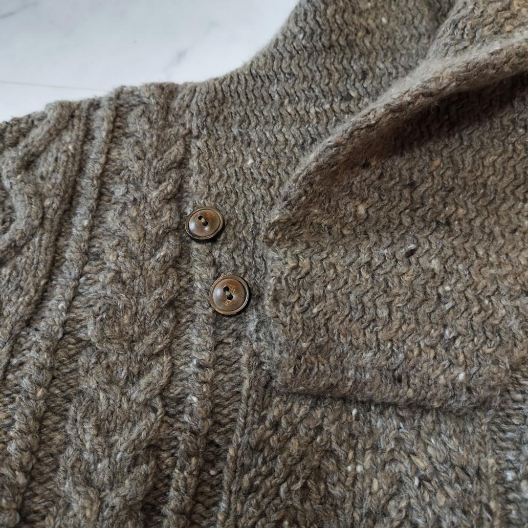 RRL カシミヤ混ウール ショールカラーケーブルハンドニット S アランニット